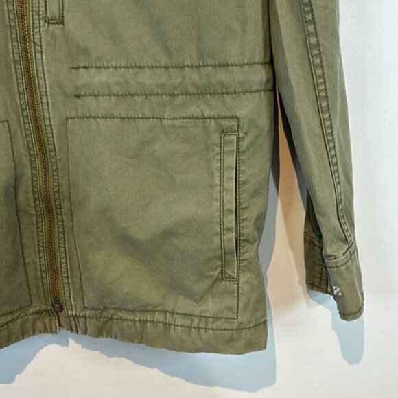 Madewell Olive Green Passage Military Zip Up Utility Button Jacket Coat size S - Picture 8 of 10